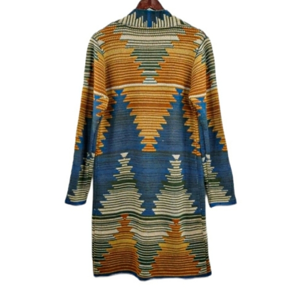 Wrangler Vintage 70s Western Cowichan Colorful Mixed Media Tribal Knit Sweater - Picture 6 of 15